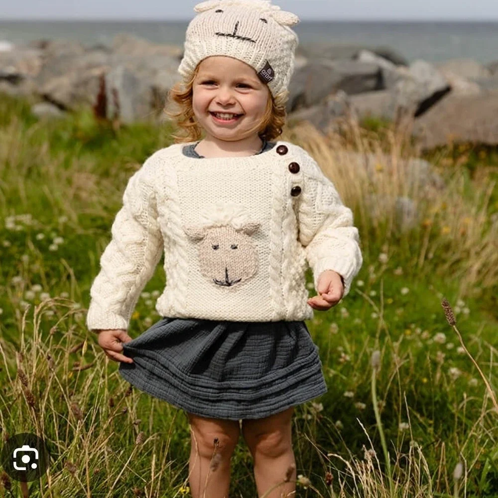 Aran islands Ireland wool sheep sweater baby thick chunky knit small